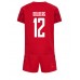 Tanie Strój piłkarski Dania Kasper Dolberg #12 Koszulka Podstawowej dla dziecięce MŚ 2022 Krótkie Rękawy (+ szorty)